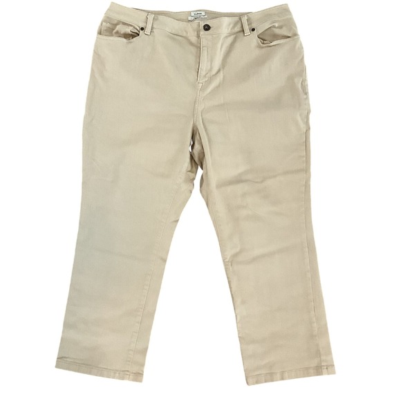 Women's Size 20 Petite Cropped L.L Bean Tan Classic Fit Jeans - Picture 1 of 4
